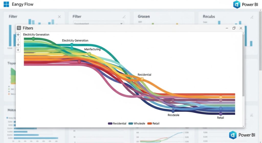 Power BI Sankey flow visualization